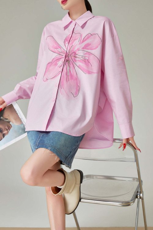 Flower Print Long-Sleeve Shirt