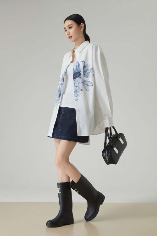 Flower Print Long-Sleeve Shirt