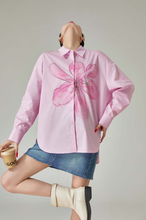 Flower Print Long-Sleeve Shirt