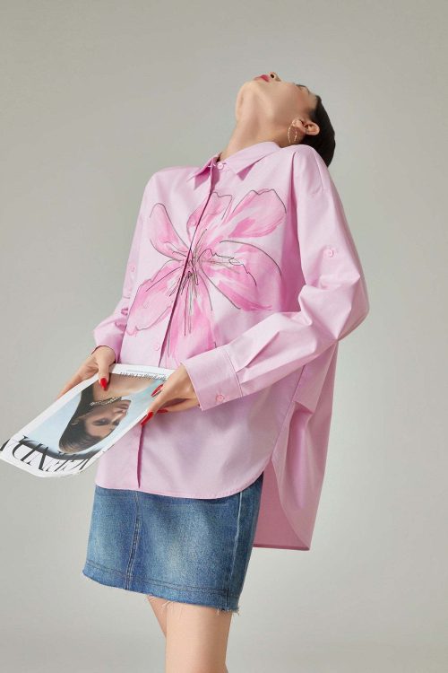 Flower Print Long-Sleeve Shirt