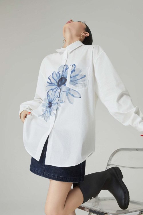 Flower Print Long-Sleeve Shirt