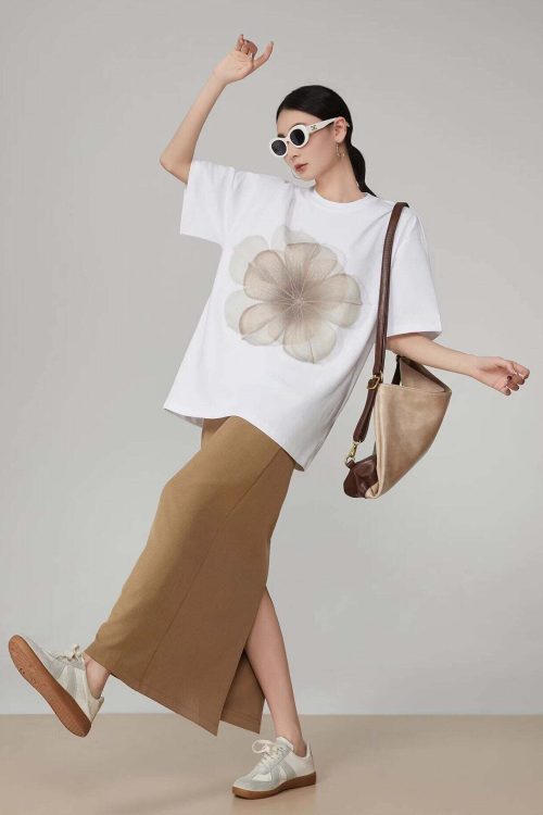 Flower Print Short-Sleeve T-Shirt