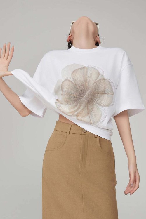 Flower Print Short-Sleeve T-Shirt