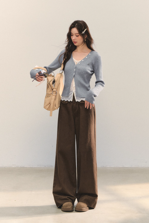 Fruit Print Long Sleeve Top / Wide Pants