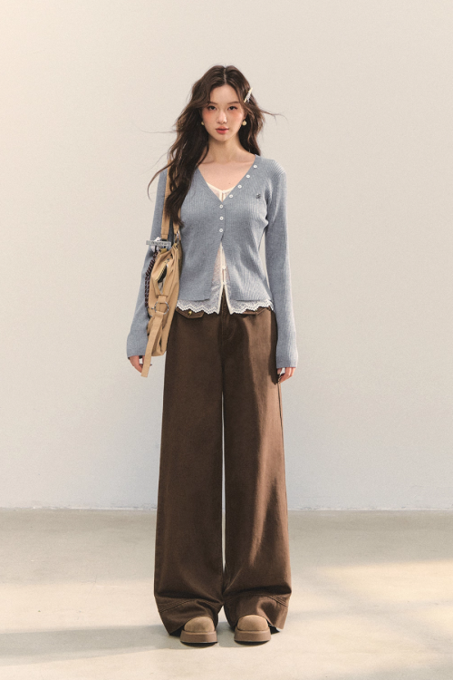 Fruit Print Long Sleeve Top / Wide Pants
