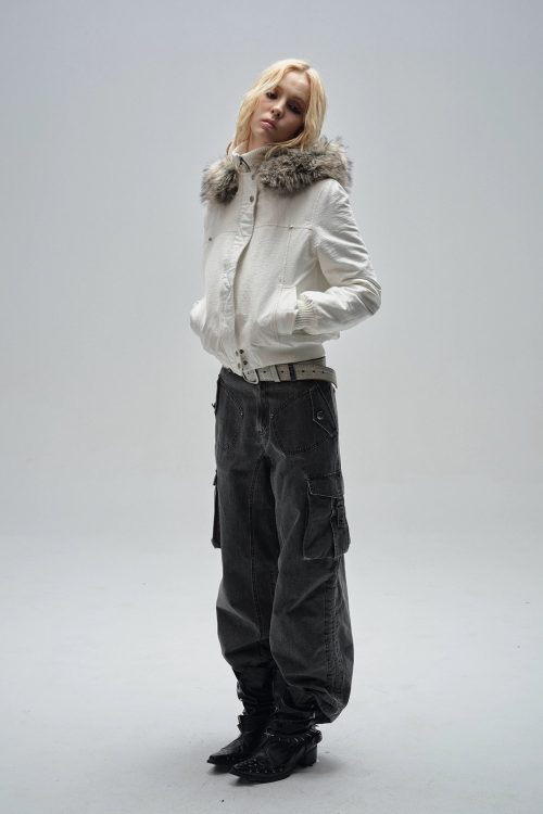 Fur Collar Double Placket Jacket