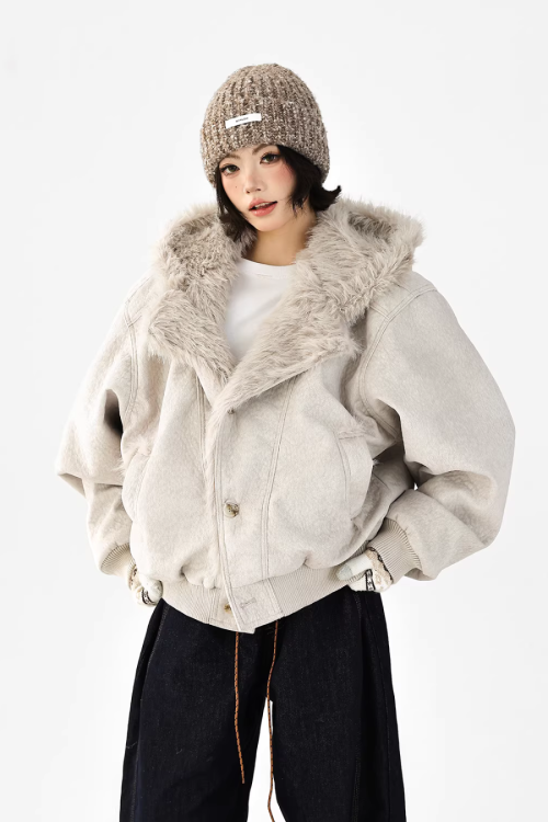 Fur Collar Patchwork Jacket