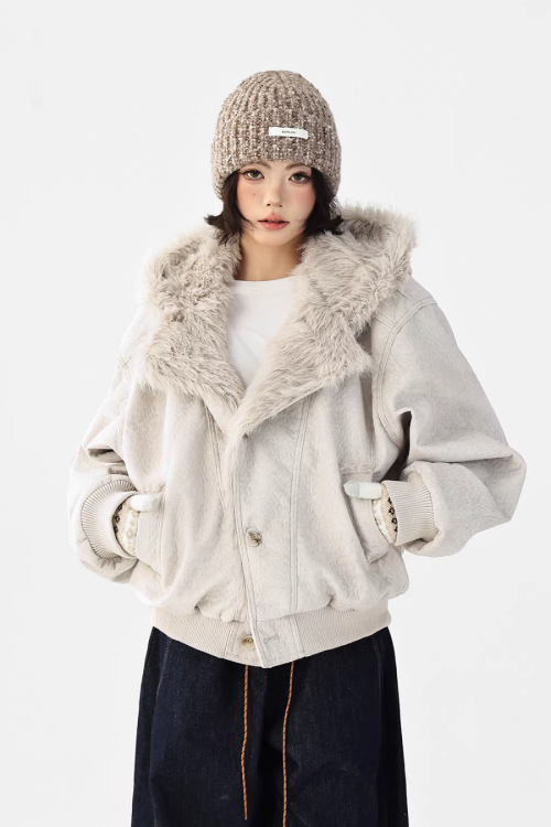 Fur Collar Patchwork Jacket