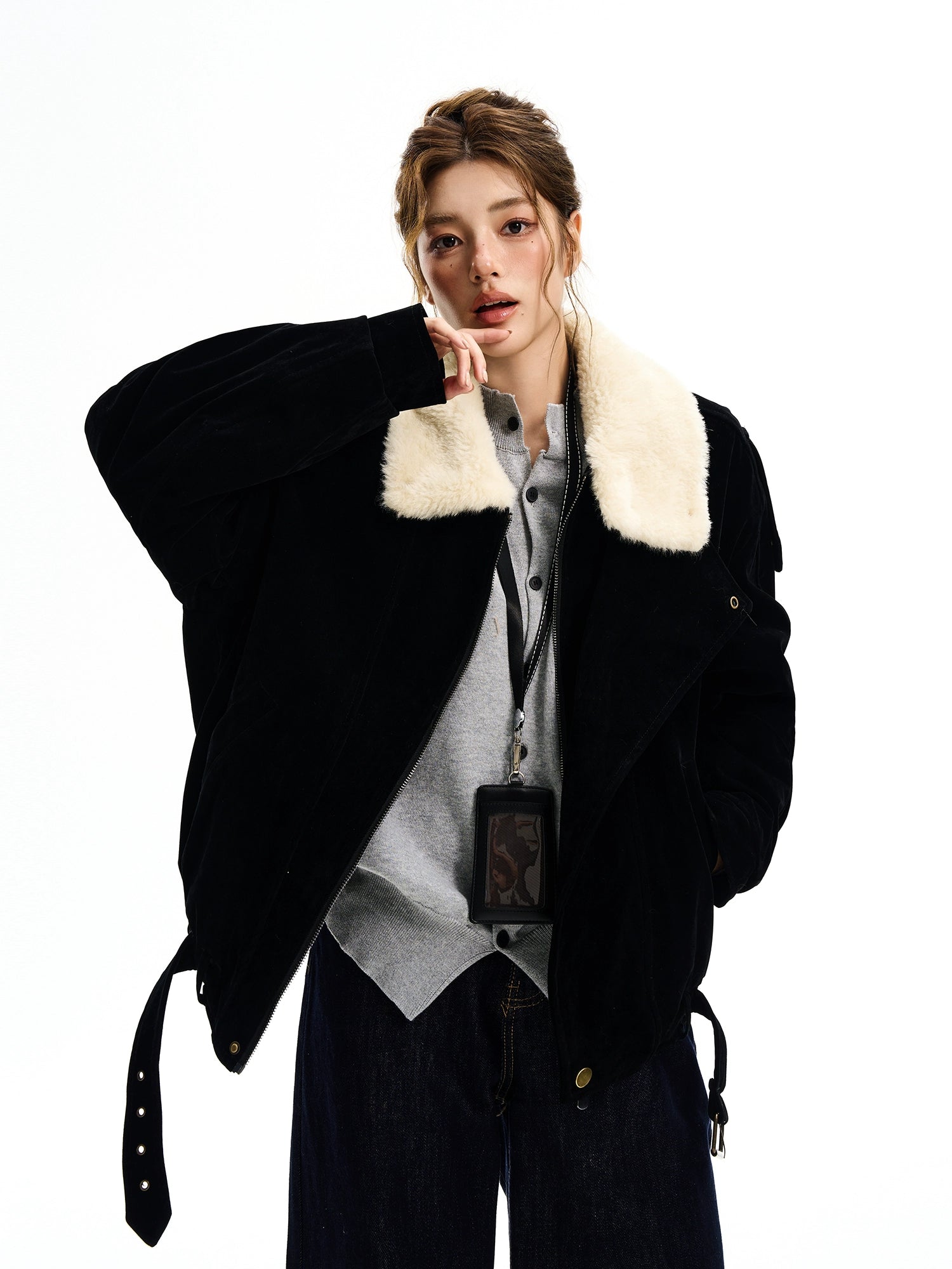 Fur Collar Suede Jacket
