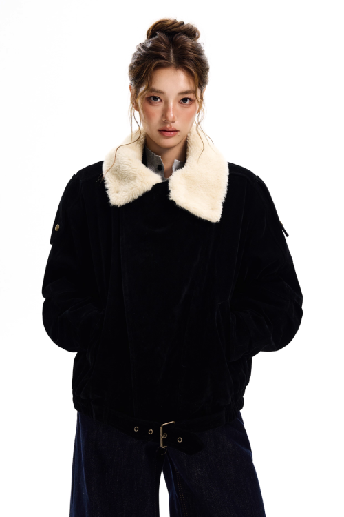 Fur Collar Suede Jacket