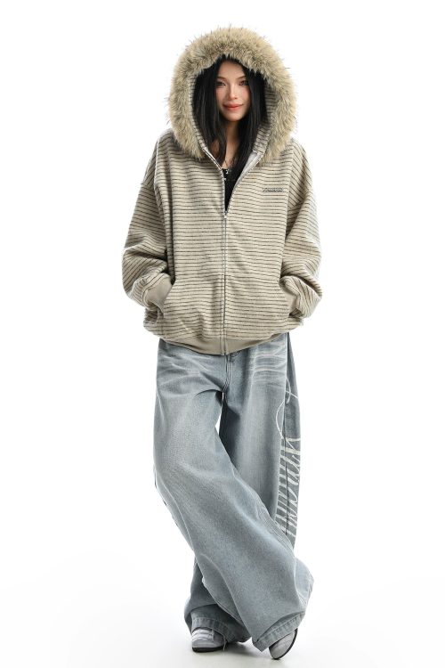 Fur Food Thin Striped Jacket