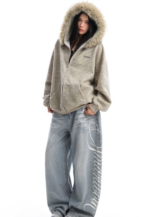 Fur Food Thin Striped Jacket