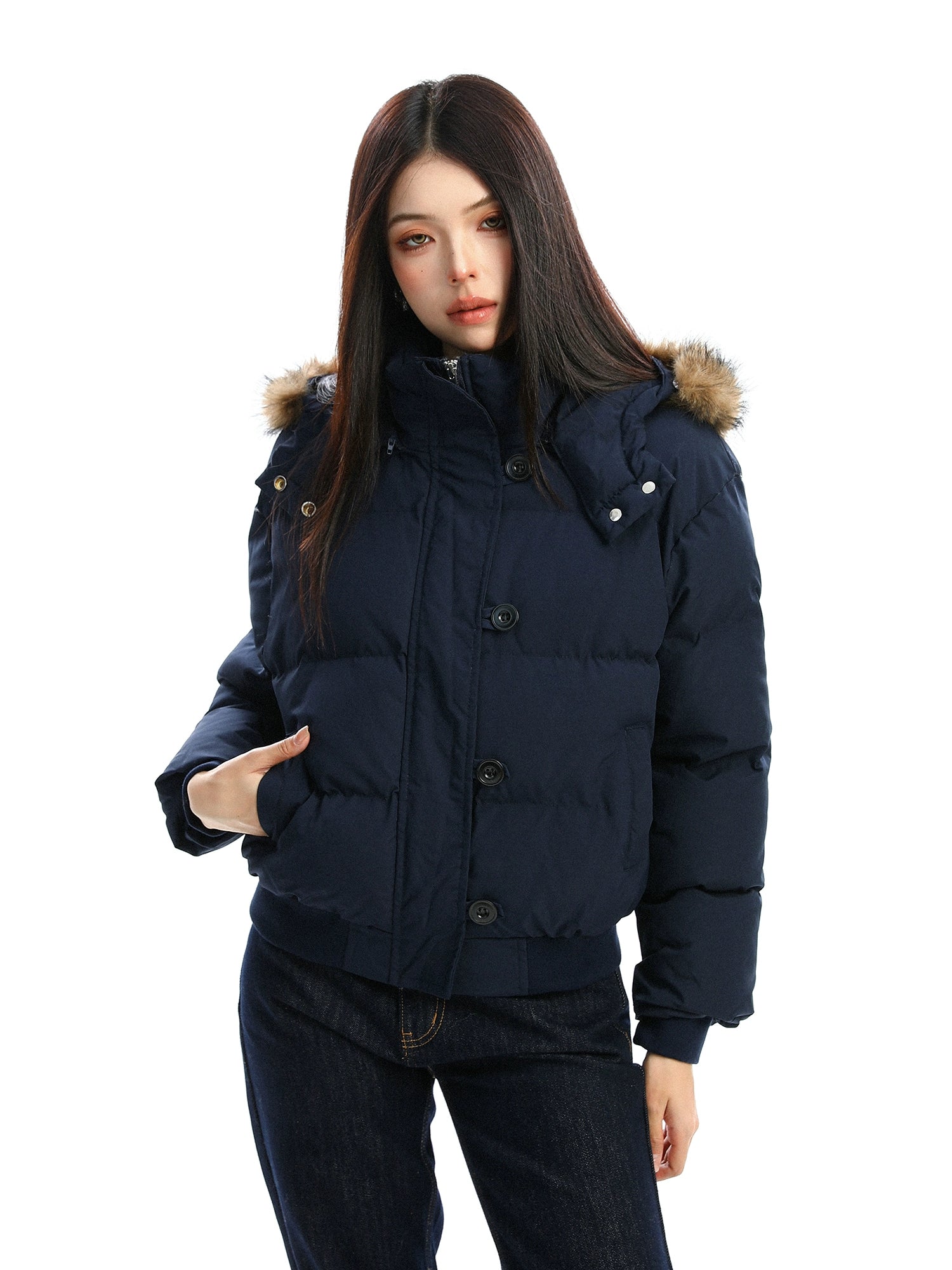 Fur Hood Compact Down Jacket