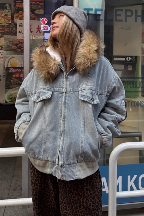 Fur Hood Denim Blouson