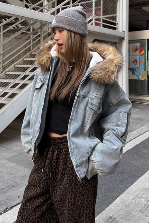 Fur Hood Denim Blouson