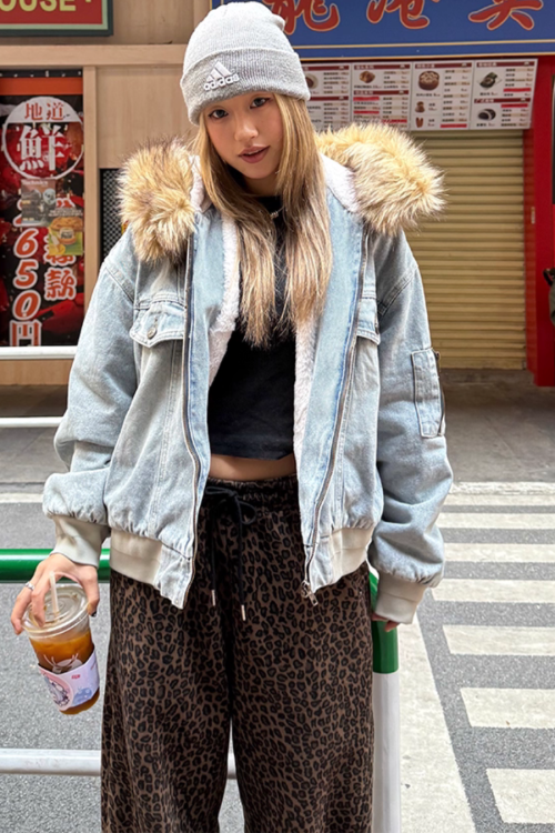 Fur Hood Denim Blouson