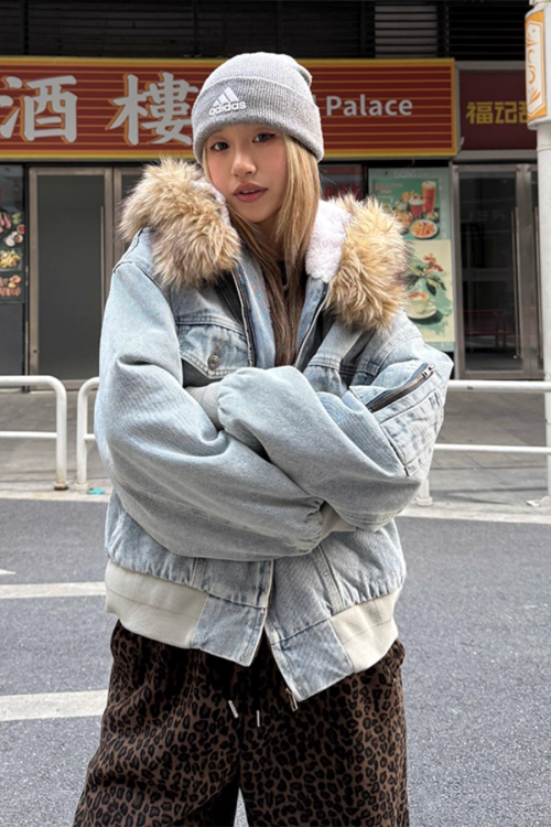 Fur Hood Denim Blouson