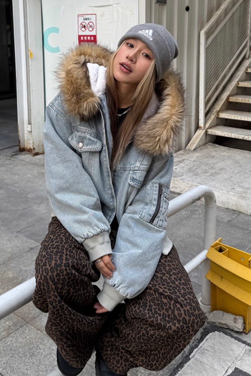 Fur Hood Denim Blouson