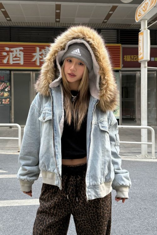 Fur Hood Denim Blouson