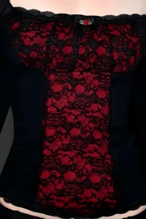 Goth Red Lace Panel Top