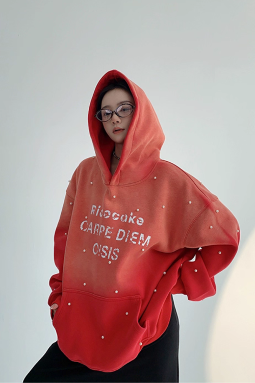 Gradient Studded Sweatshirt Hoodie