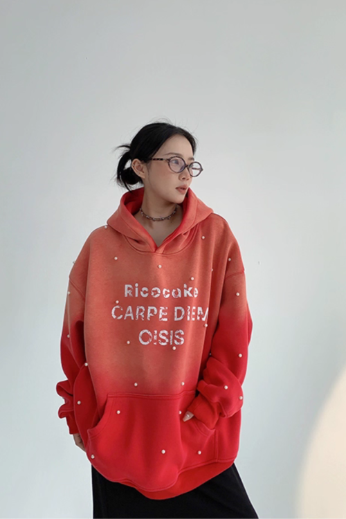 Gradient Studded Sweatshirt Hoodie