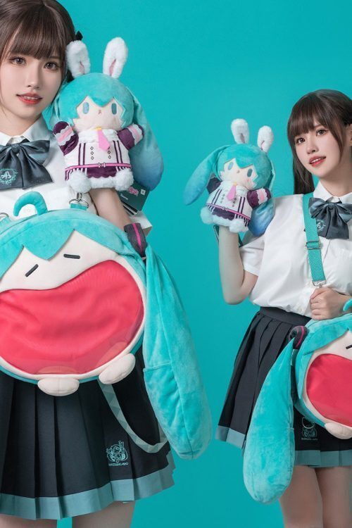 Green Kawaii Ita Backpack with Clear Window for Pin Display