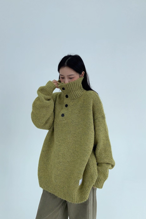 Half-Button Knit Top