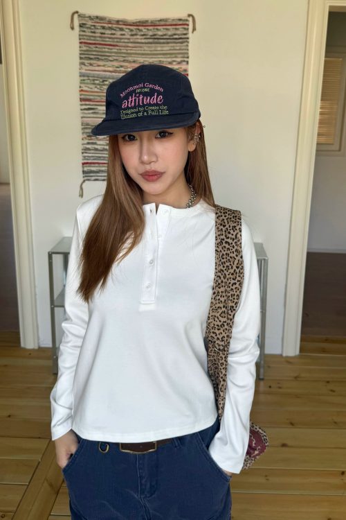 Half-Button Long Sleeve Top