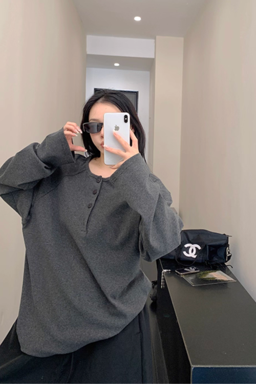 Half Button Loose Top