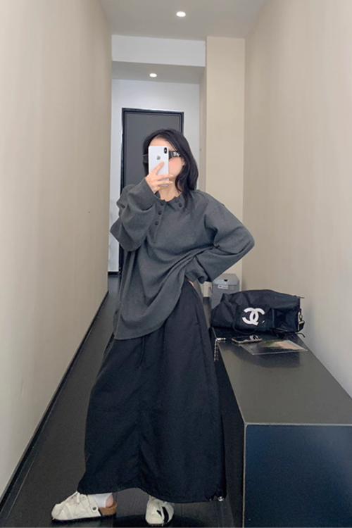 Half Button Loose Top