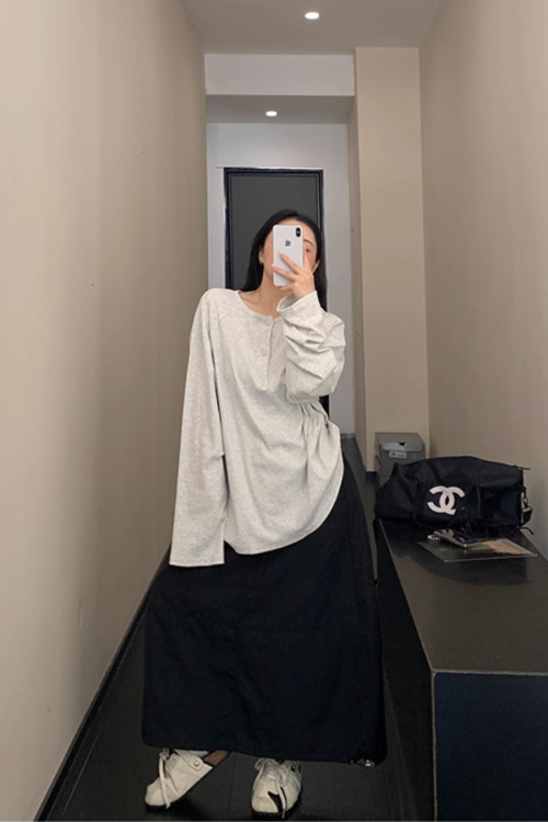 Half Button Loose Top