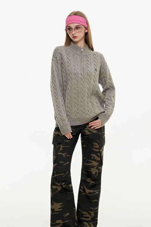 Half Zip Cable Knit