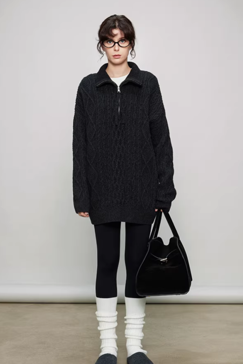 Half-Zip Cable Knit