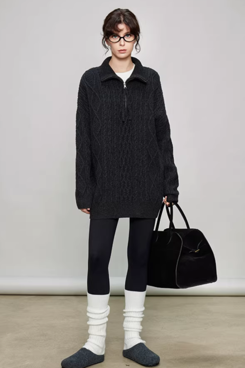 Half-Zip Cable Knit