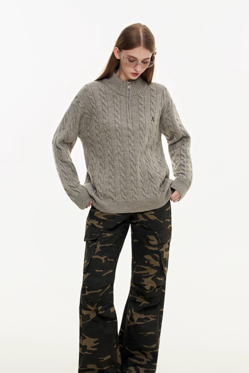 Half Zip Cable Knit