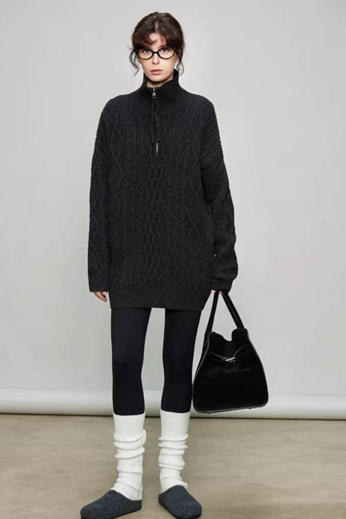 Half-Zip Cable Knit