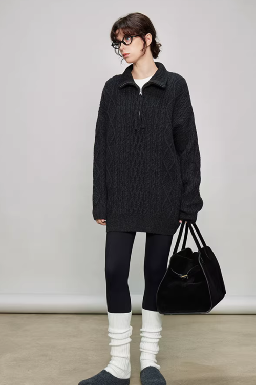 Half-Zip Cable Knit