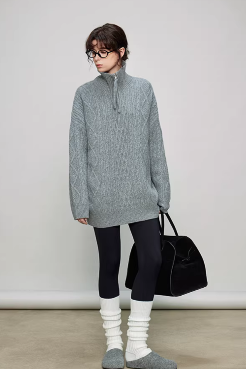 Half-Zip Cable Knit
