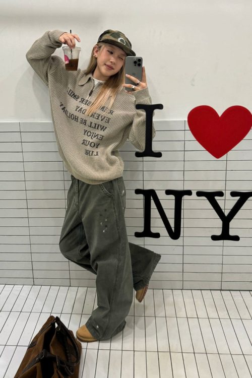 Half-zip Logo Knit Top