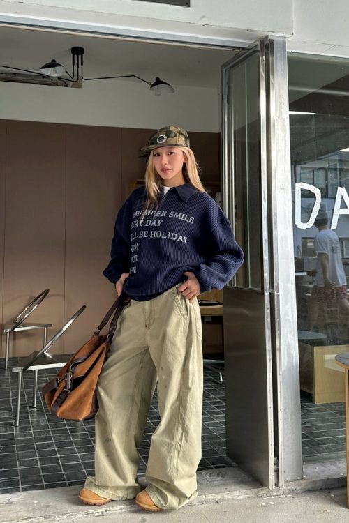 Half-zip Logo Knit Top