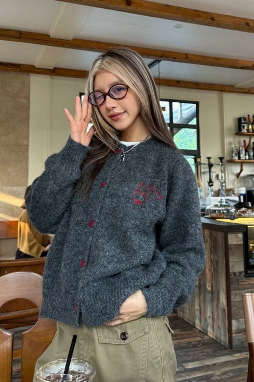 Heart Button Knit Cardigan