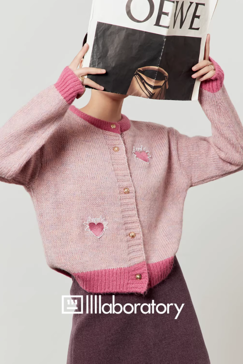 Heart Logo Knit Top / Purple Mini Skirt