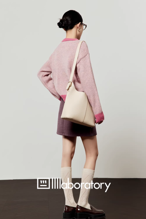 Heart Logo Knit Top / Purple Mini Skirt