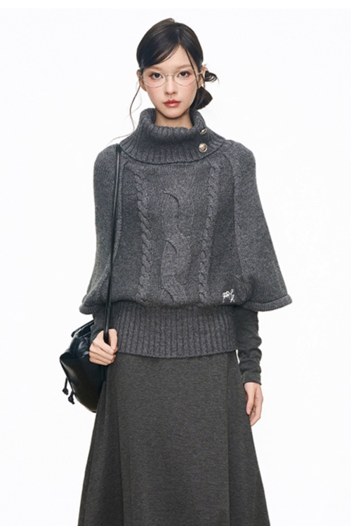High-Neck Knit Top / Mini Skirt / Tight Long Dress / High-Neck Long Sleeve T-Shirt