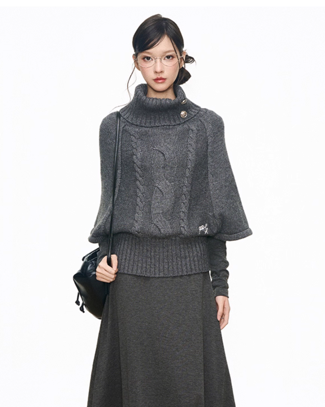 High-Neck Knit Top / Mini Skirt / Tight Long Dress / High-Neck Long Sleeve T-Shirt