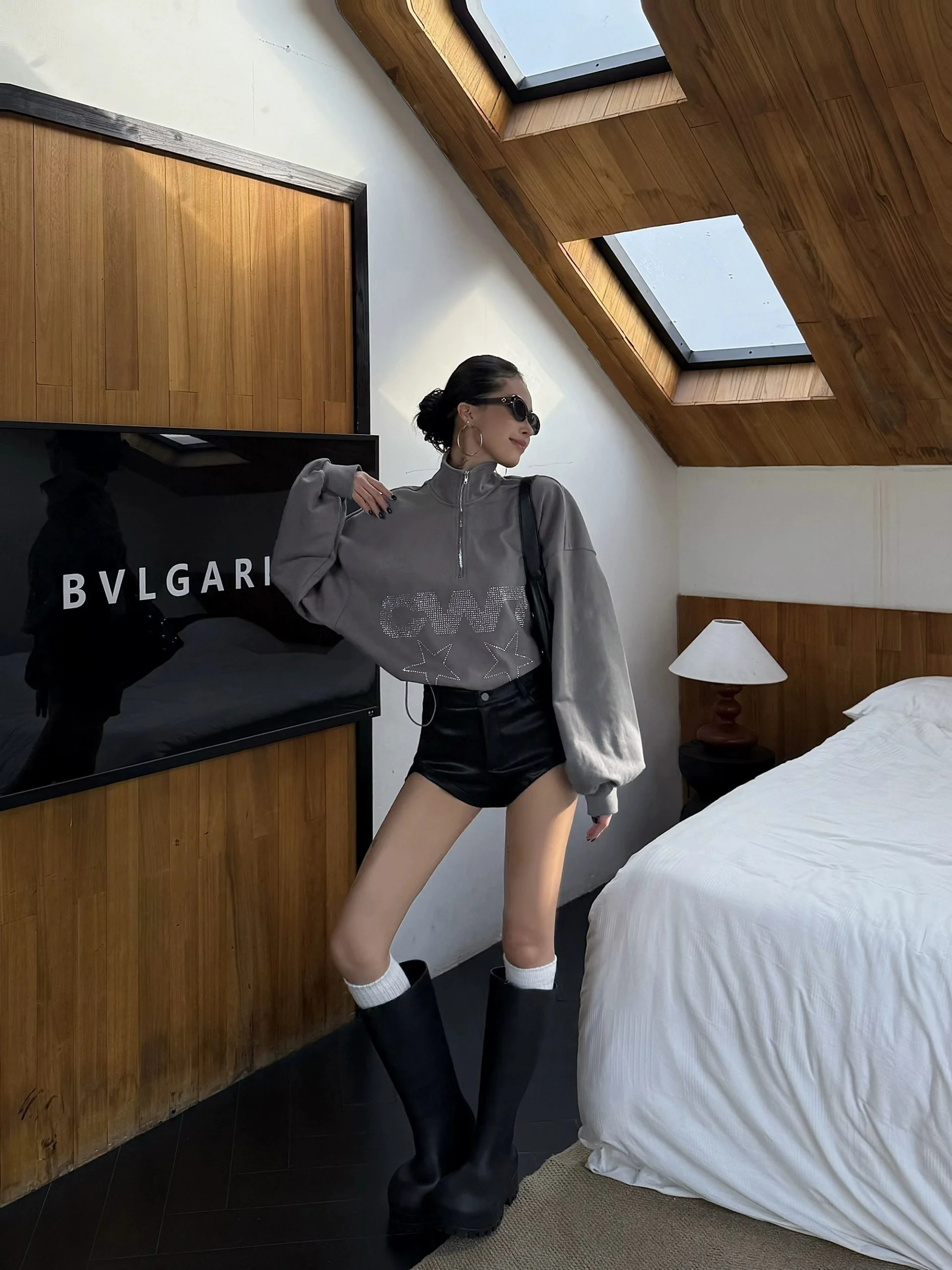 High Waist Slim Leather Shorts