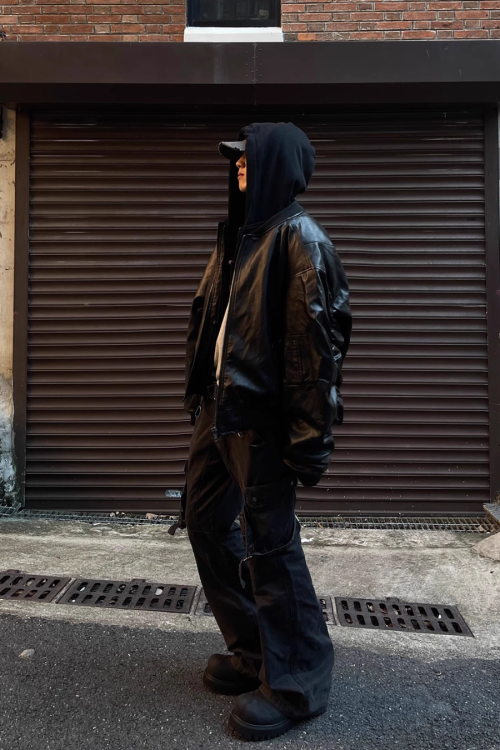 Hood Leather Cotton Jacket