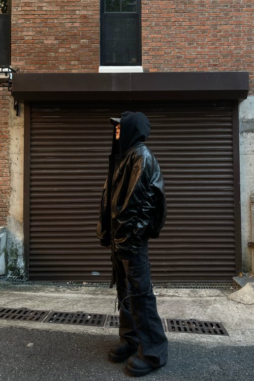Hood Leather Cotton Jacket