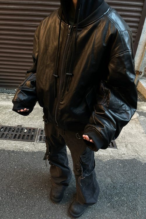 Hood Leather Cotton Jacket